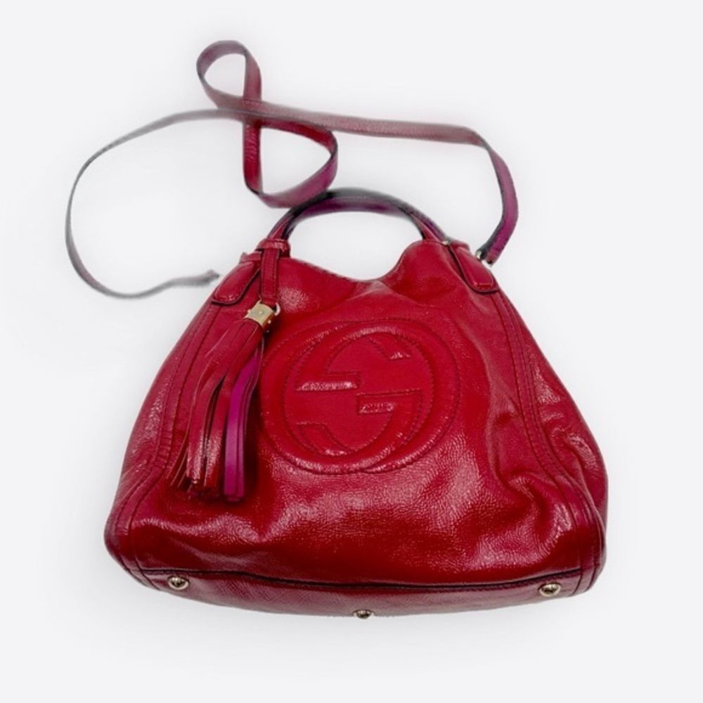 Auth Gucci SoHo Fuchsia Pink Patent Leather Small 2way Convertible Satchel - Picture 2 of 13